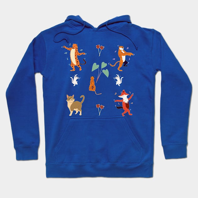 Groovy Tiger and Cat Dancing Hoodie by In Asian Spaces